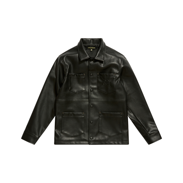 criminal damage LEATHER UTILITY SHIRT BLACK