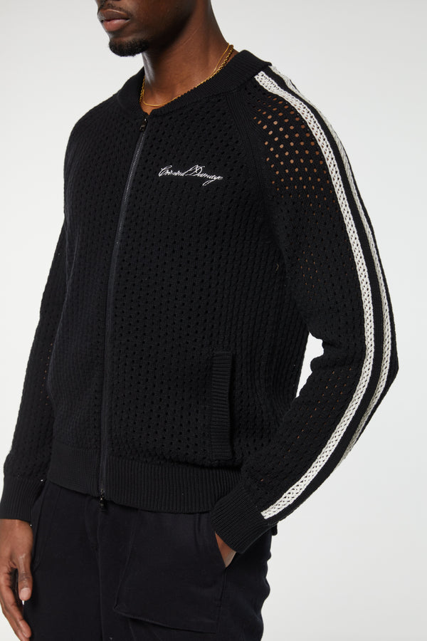 criminal damage MESH TRACK TOP BLACK