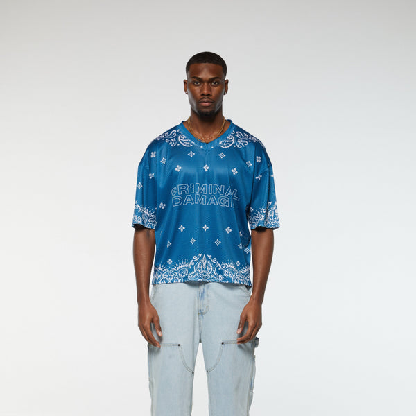 Criminal Damage PAISLEY MESH TOP BLUE