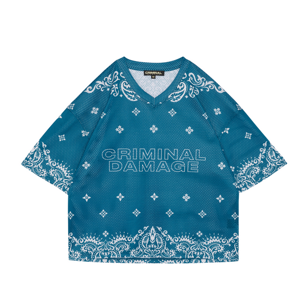 criminal damage PAISLEY MESH TOP BLUE