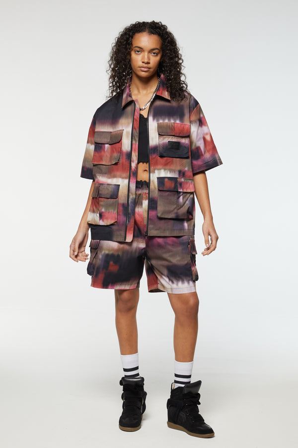 Criminal Damage PHOTO PRINT ZIP SHIRT MULTI