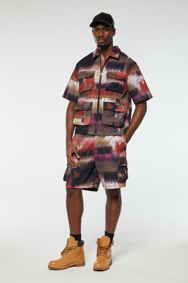 Criminal Damage PHOTO PRINT ZIP SHIRT MULTI