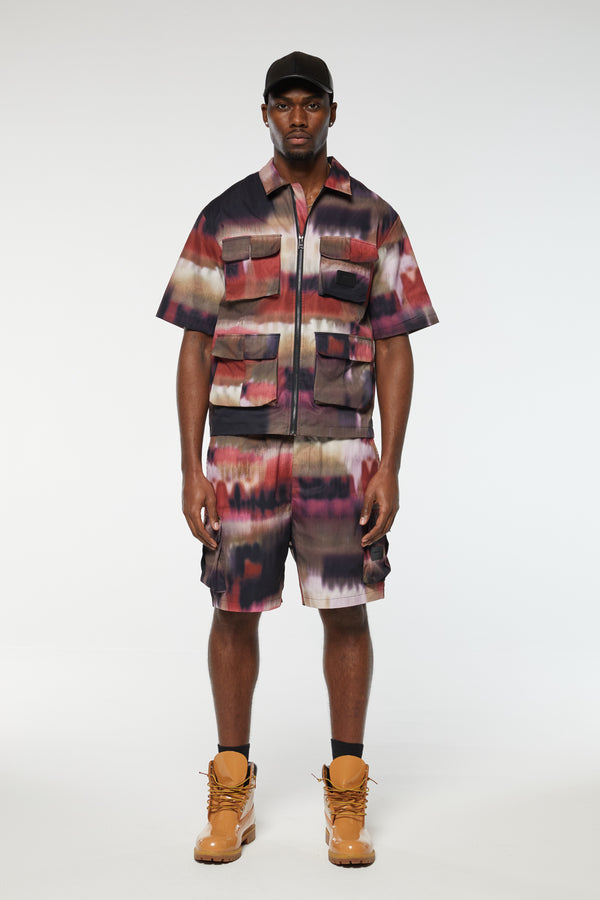 Criminal Damage PHOTO PRINT ZIP SHORTS MULTI