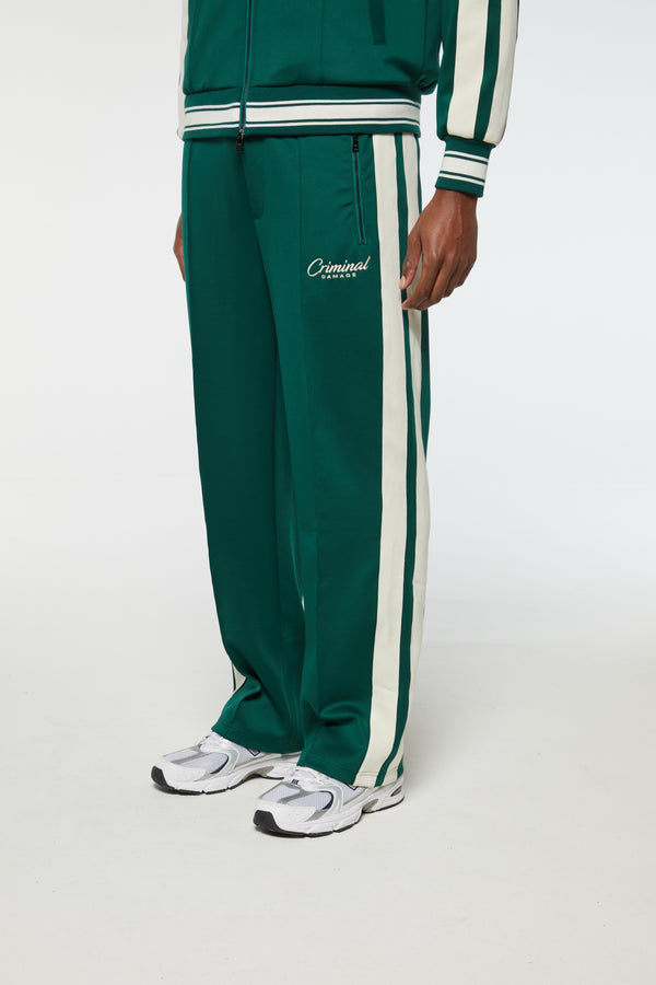 Criminal Damage PIN TUCK TRACK JOGGERS Green-2