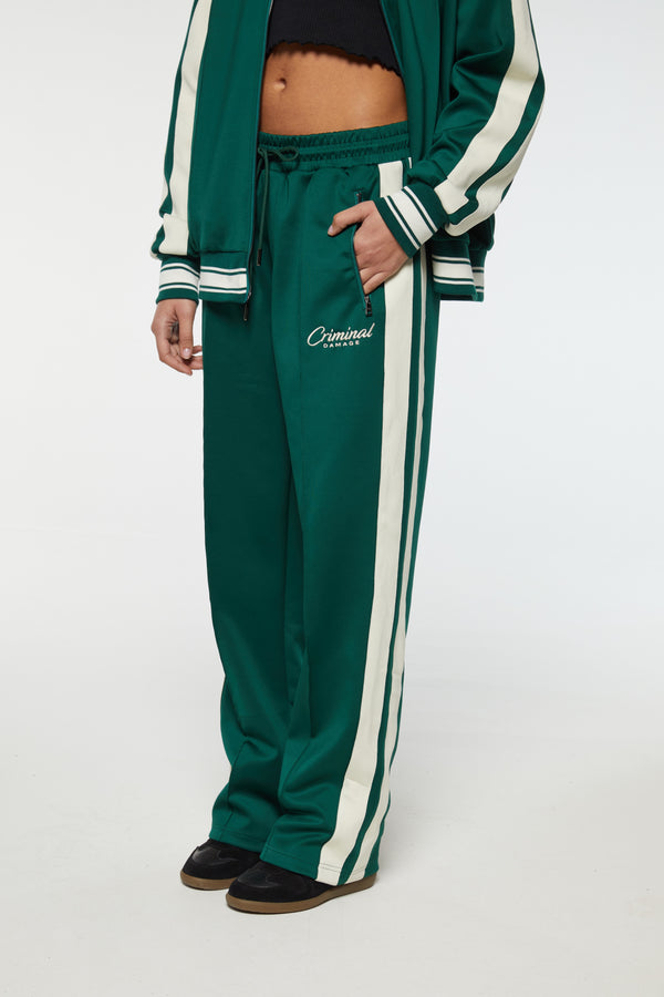 Criminal Damage PIN TUCK TRACK JOGGERS Green-2