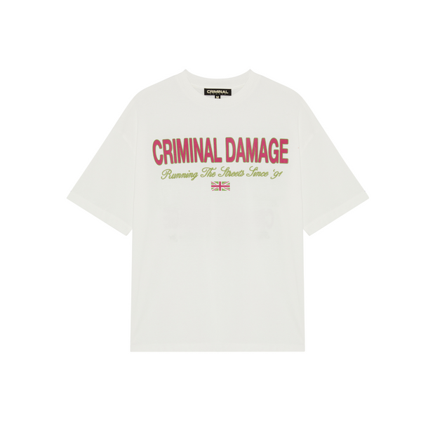 criminal damage RUNNING STREETS T-SHIRT OFF-WHITE