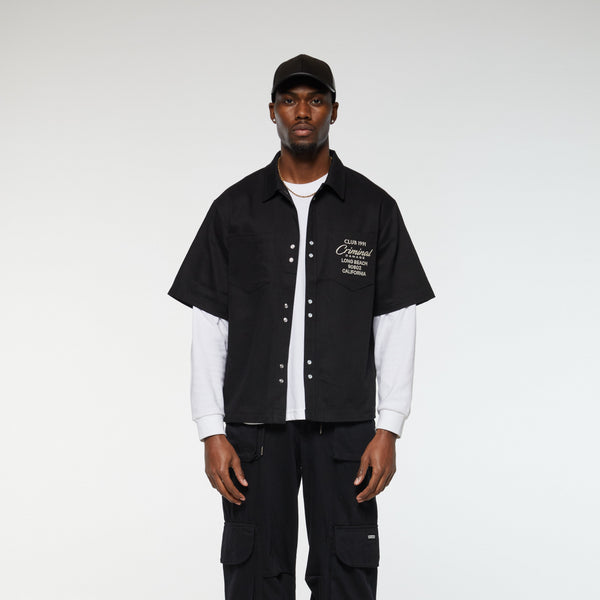 Criminal Damage EMBROIDERED SHORT SLEEVED SHIRT BLACK