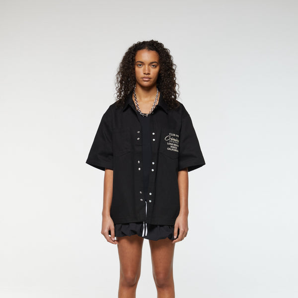 Criminal Damage EMBROIDERED SHORT SLEEVED SHIRT BLACK