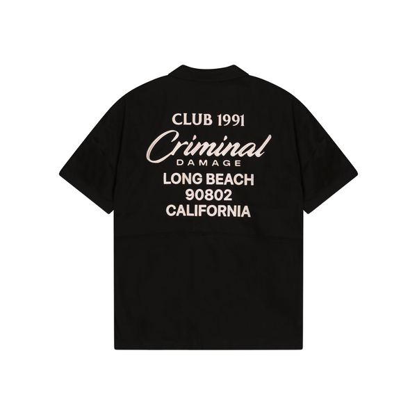 criminal damage EMBROIDERED SHORT SLEEVED SHIRT BLACK