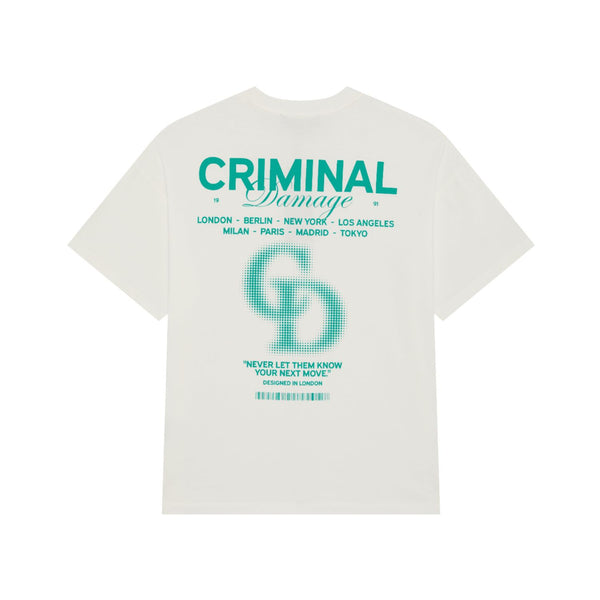 criminal damage INTERNATIONAL T-SHIRT WHITE - TIFFANY BLUE