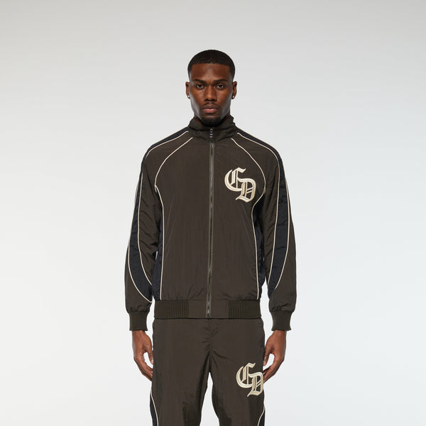 Criminal Damage PANELLED TRAINING JACKET BLACK CHOCOLATE