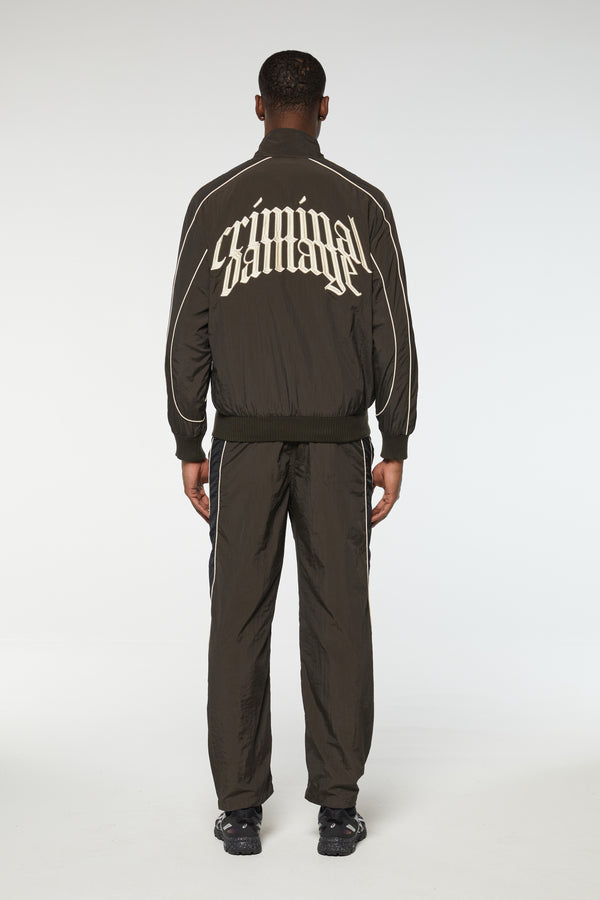 Criminal Damage PANELLED TRAINING JACKET BLACK CHOCOLATE