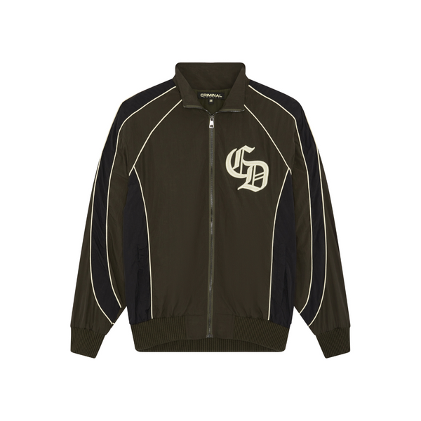criminal damage PANELLED TRAINING JACKET BLACK CHOCOLATE