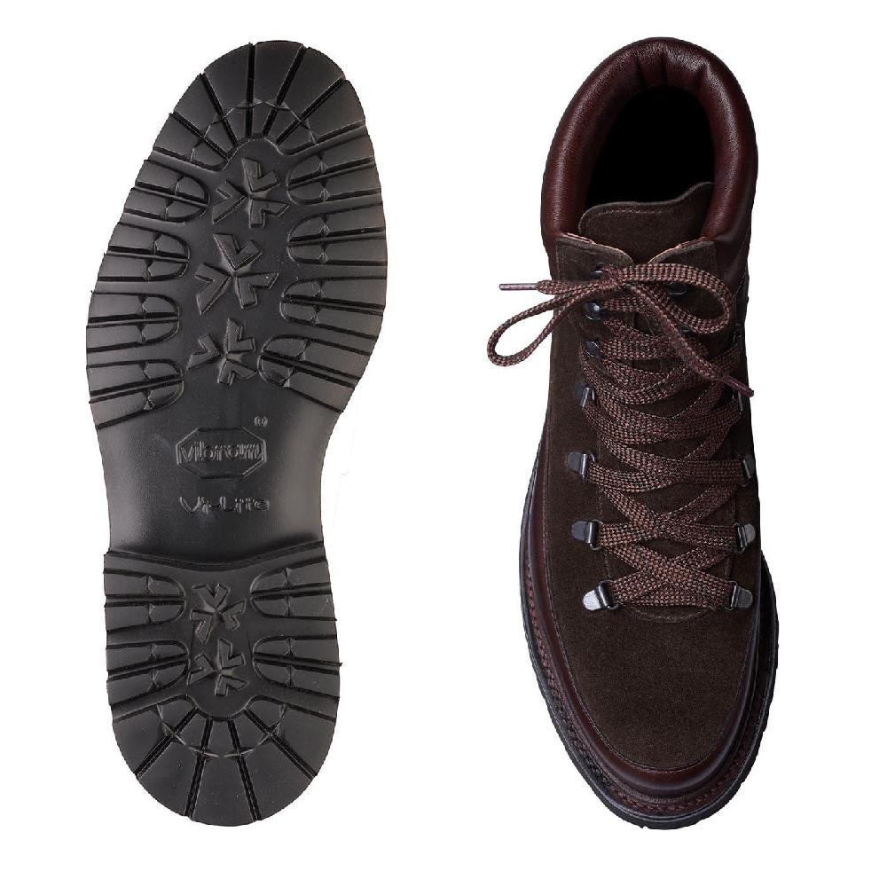 Crockett & Jones Annie Dark Brown Wax Calf & Earth Green Suede