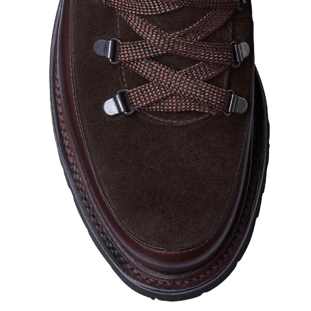 Crockett & Jones Annie Dark Brown Wax Calf & Earth Green Suede