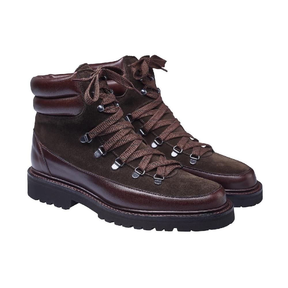 crockett & jones Annie Dark Brown Wax Calf & Earth Green Suede