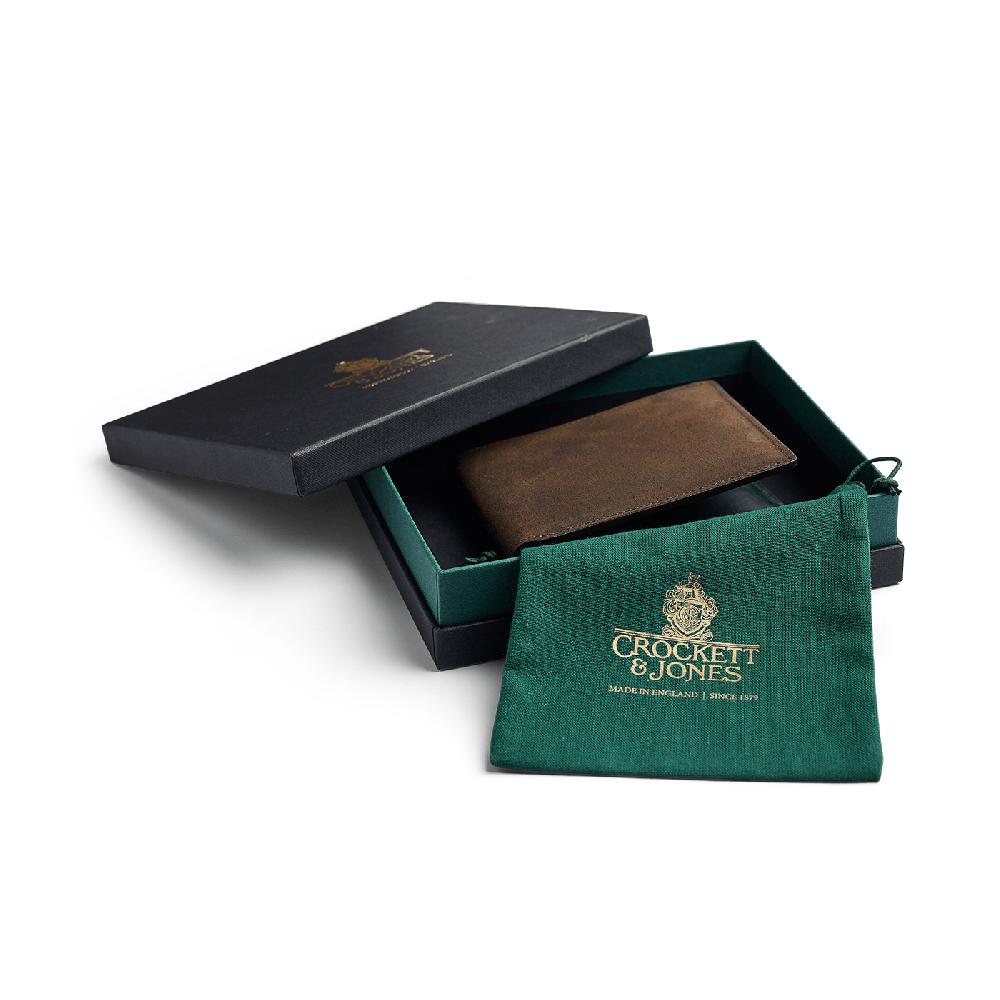 Crockett & Jones Billfold Wallet Rough-Out Suede Dark Brown Rough-Out Suede