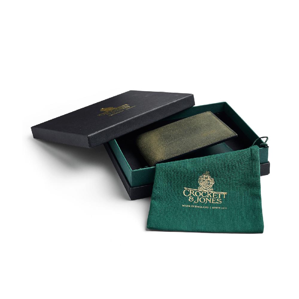 Crockett & Jones Billfold Wallet Rough-Out Suede Green Rough-Out Suede