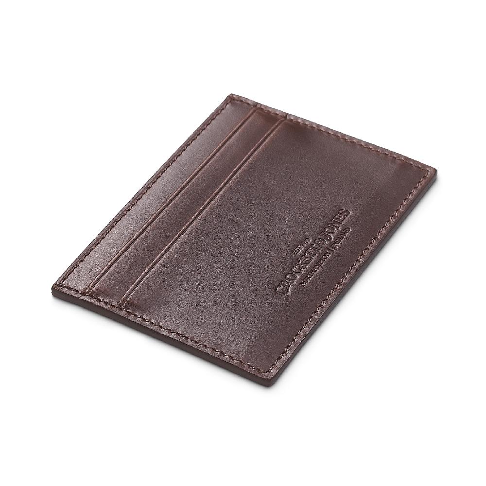 Crockett & Jones Card Holder Smooth Leather Coffee Hurricane Hide