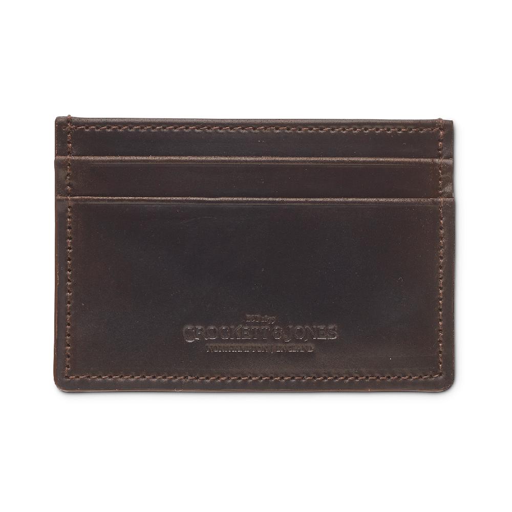 Crockett & Jones Card Holder Smooth Leather Coffee Hurricane Hide