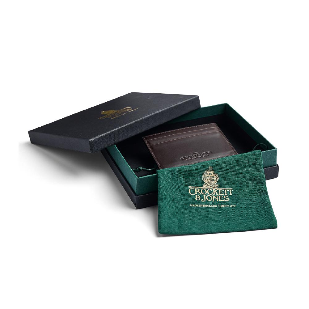 Crockett & Jones Card Holder Smooth Leather Coffee Hurricane Hide