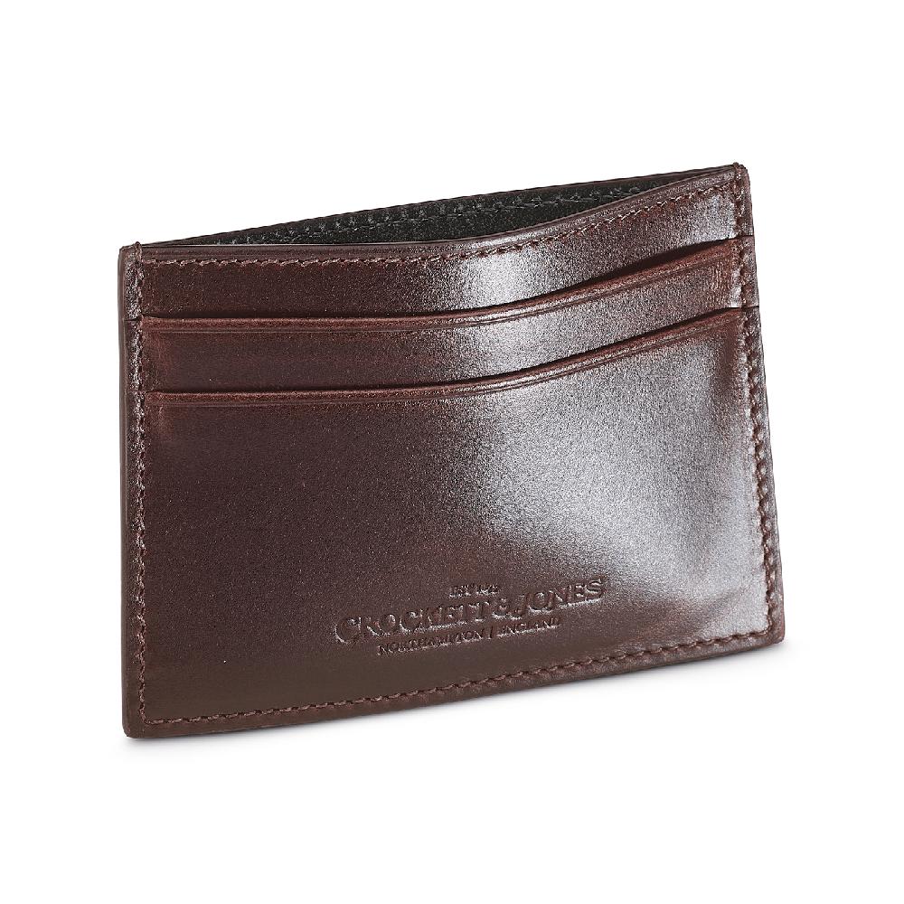 crockett & jones Card Holder Smooth Leather Coffee Hurricane Hide