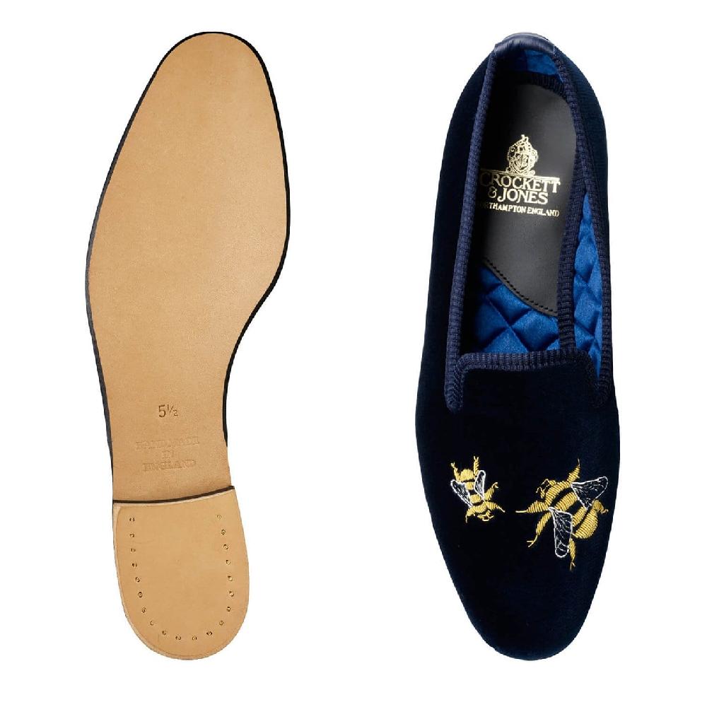 Crockett & Jones Bees Navy Velvet