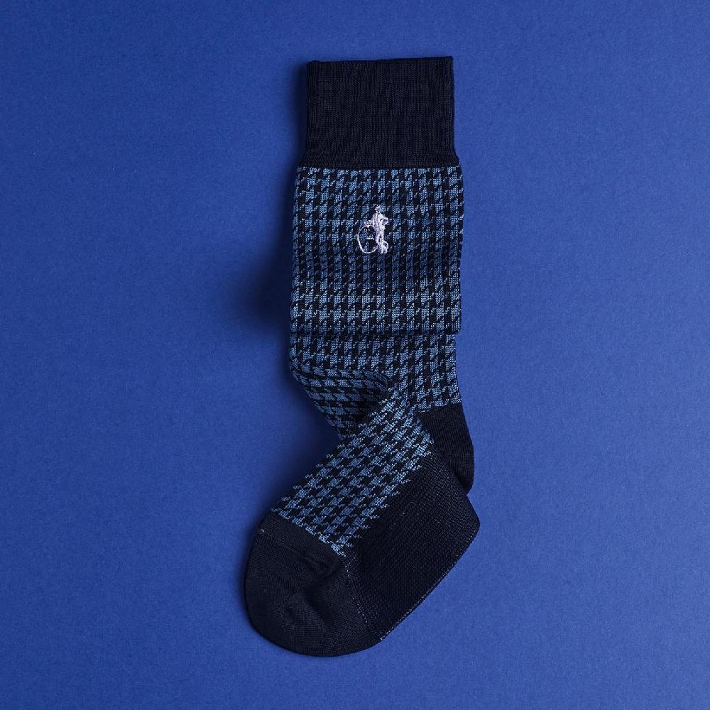 Crockett & Jones Houndstooth Socks Blue