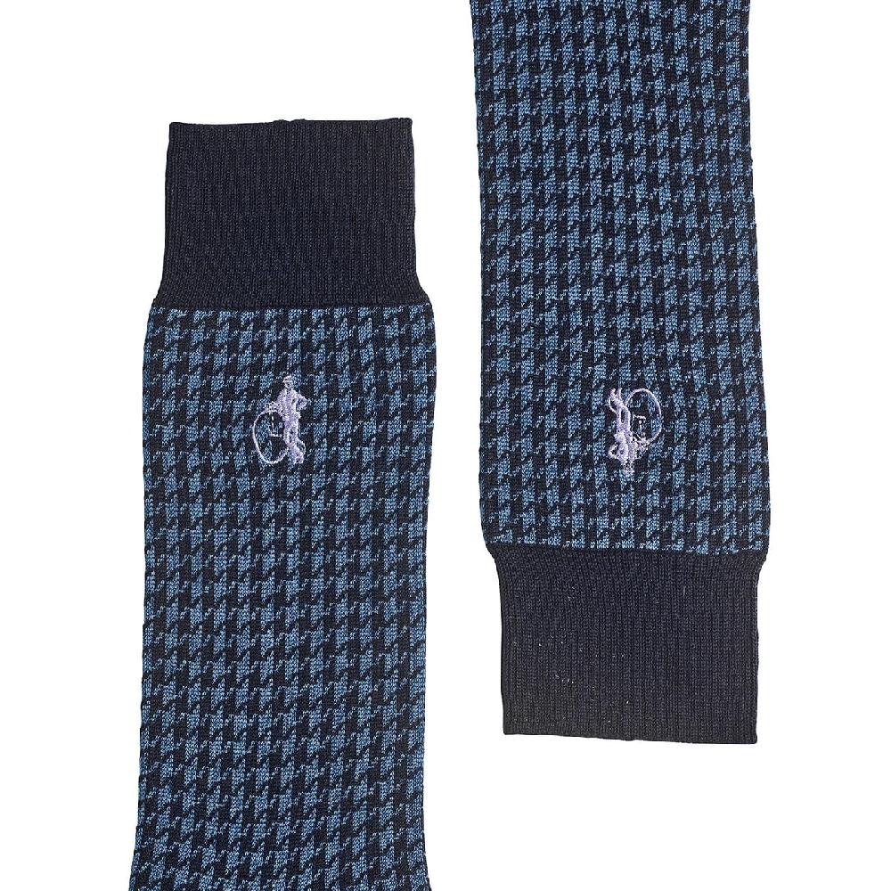 crockett & jones Houndstooth Socks Blue