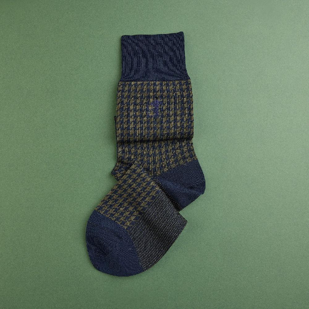 Crockett & Jones Houndstooth Socks Olive