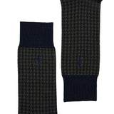 Crockett & Jones Houndstooth Socks Olive
