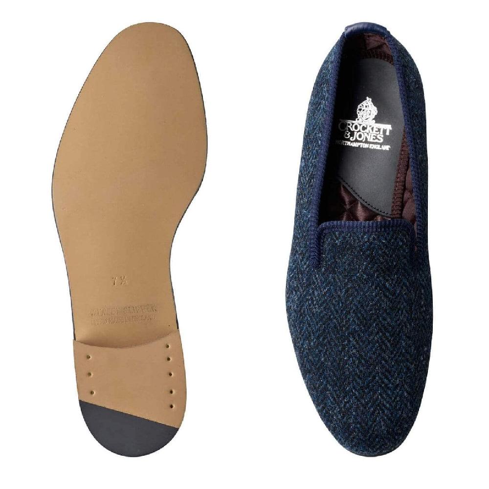 Crockett & Jones Plain Albert Navy Harris Tweed