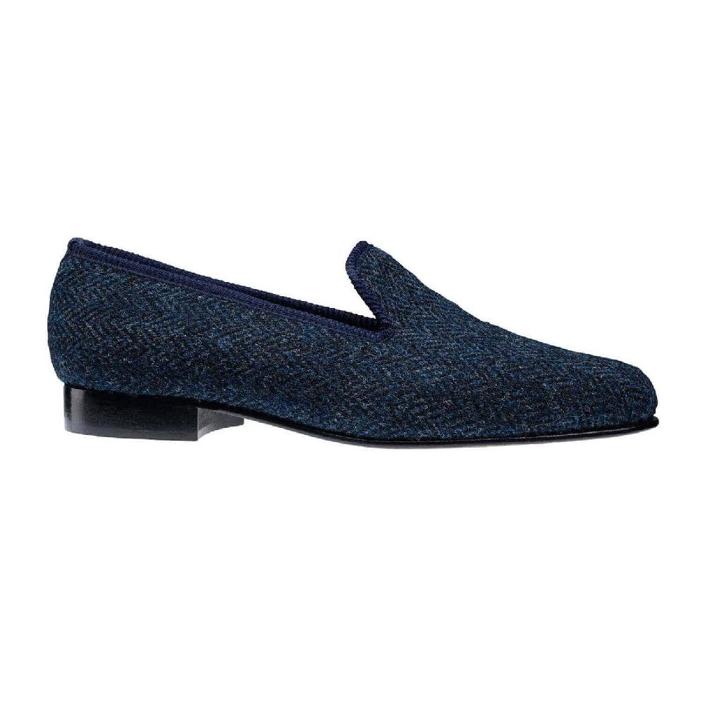 Crockett & Jones Plain Albert Navy Harris Tweed