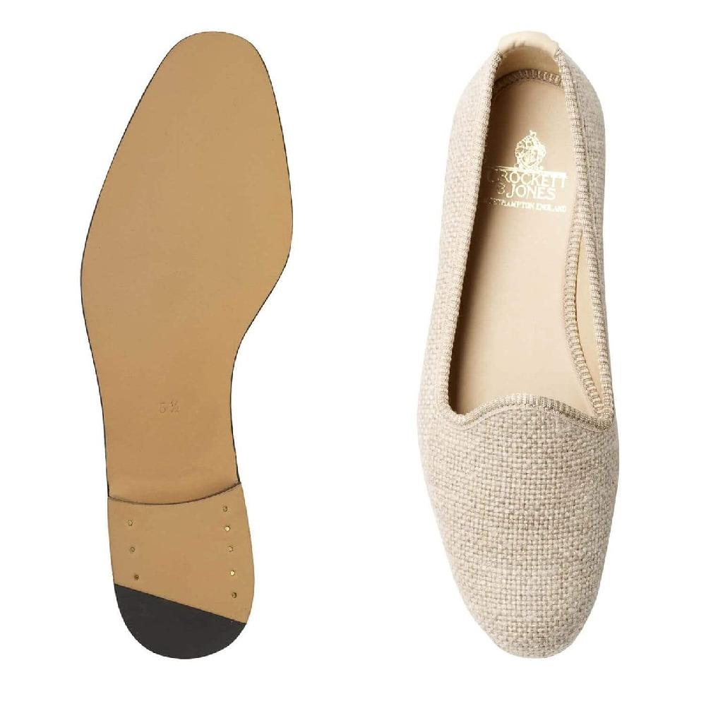 Crockett & Jones Plain Pump Oatmeal Linen