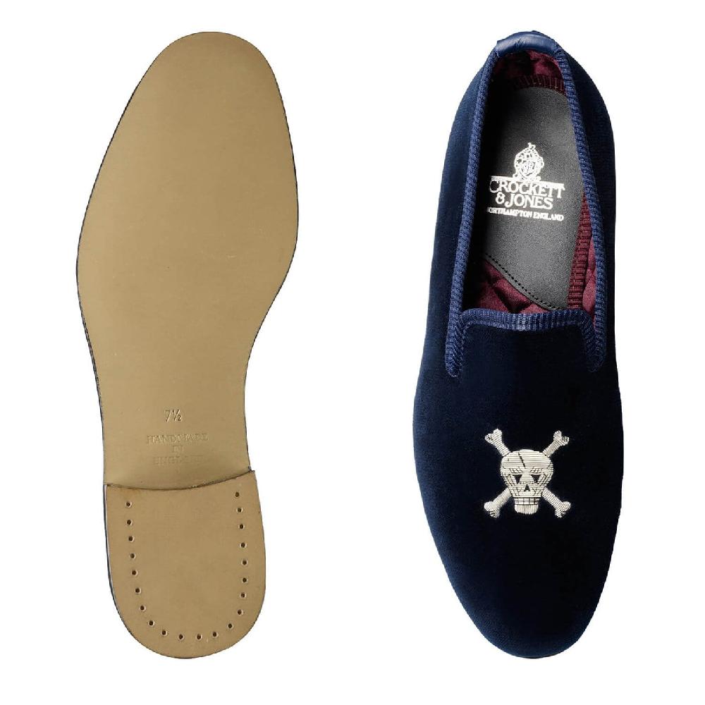 Crockett & Jones Skull & Crossbones Navy Velvet
