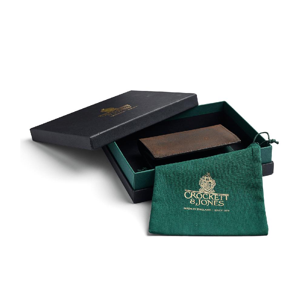Crockett & Jones Folded Card Case Rough-Out Suede Dark Brown Rough-Out Suede