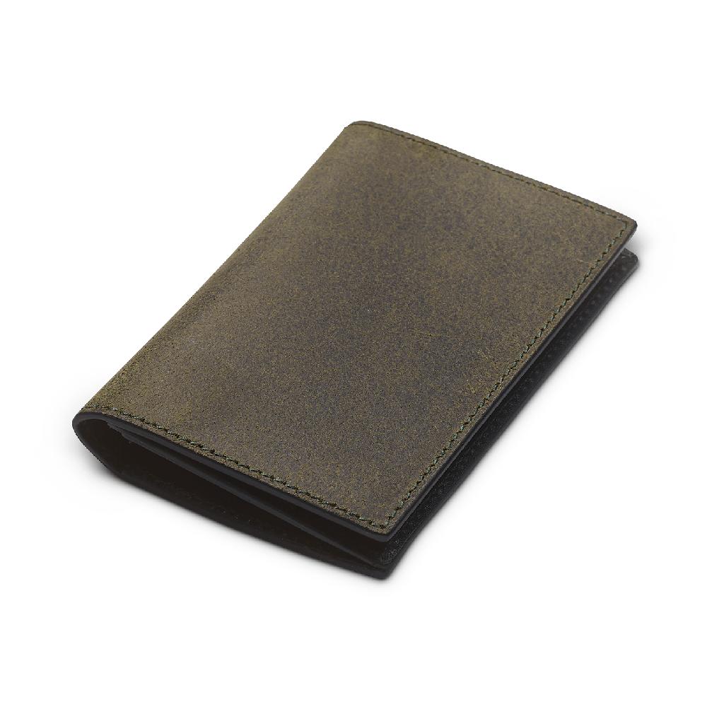 Crockett & Jones Folded Card Case Rough-Out Suede Green Rough-Out Suede