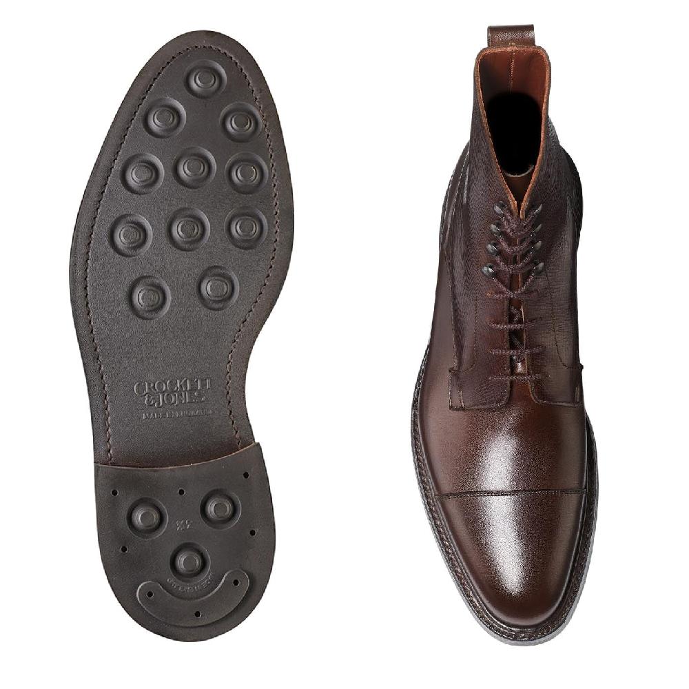 Crockett & Jones Perth Coffee Antique Calf & Dark Brown Willow Grain