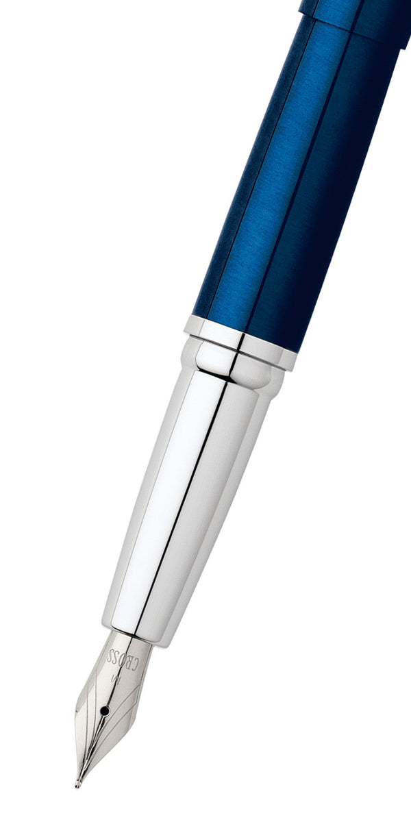 Cross ATX® Translucent Blue Lacquer Stainless Steel Fine Nib Fountain Pen