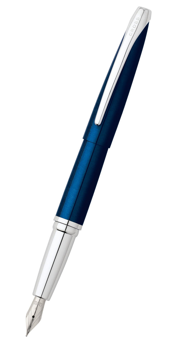 cross ATX® Translucent Blue Lacquer Stainless Steel Fine Nib Fountain Pen
