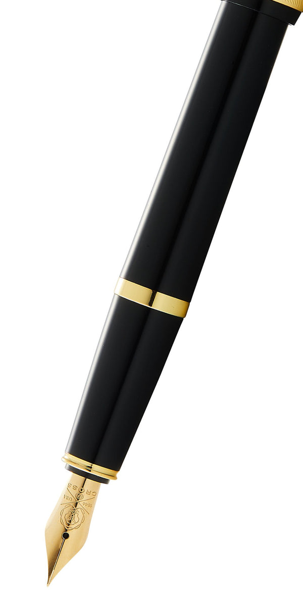 Cross Bailey Light™ Polished Black Resin And Gold Tone Medium Nib Fountain Pen