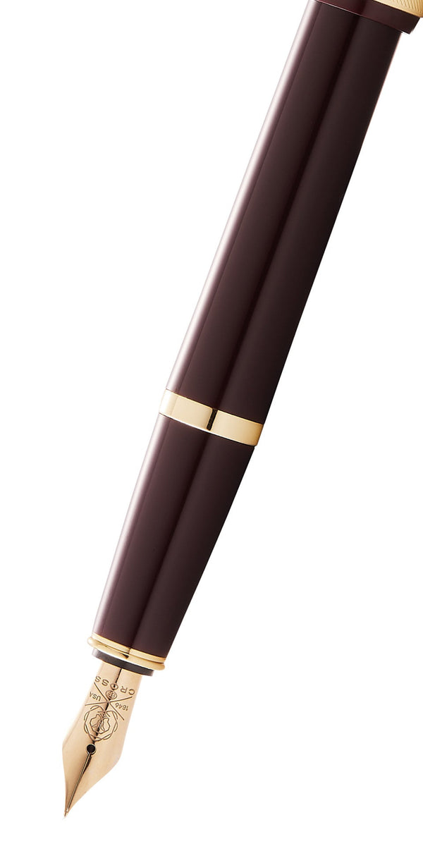 Cross Bailey Light™ Polished Burgundy Resin And Gold Tone Medium Nib Fountain Pen