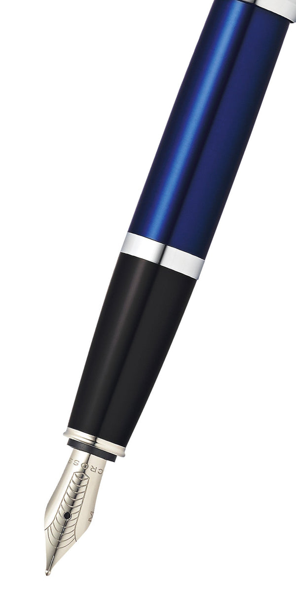 Cross Bailey™ Blue Lacquer Stainless Steel Medium Nib Fountain Pen