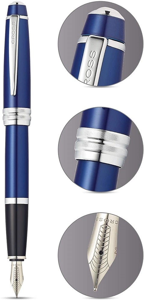 Cross Bailey™ Blue Lacquer Stainless Steel Medium Nib Fountain Pen
