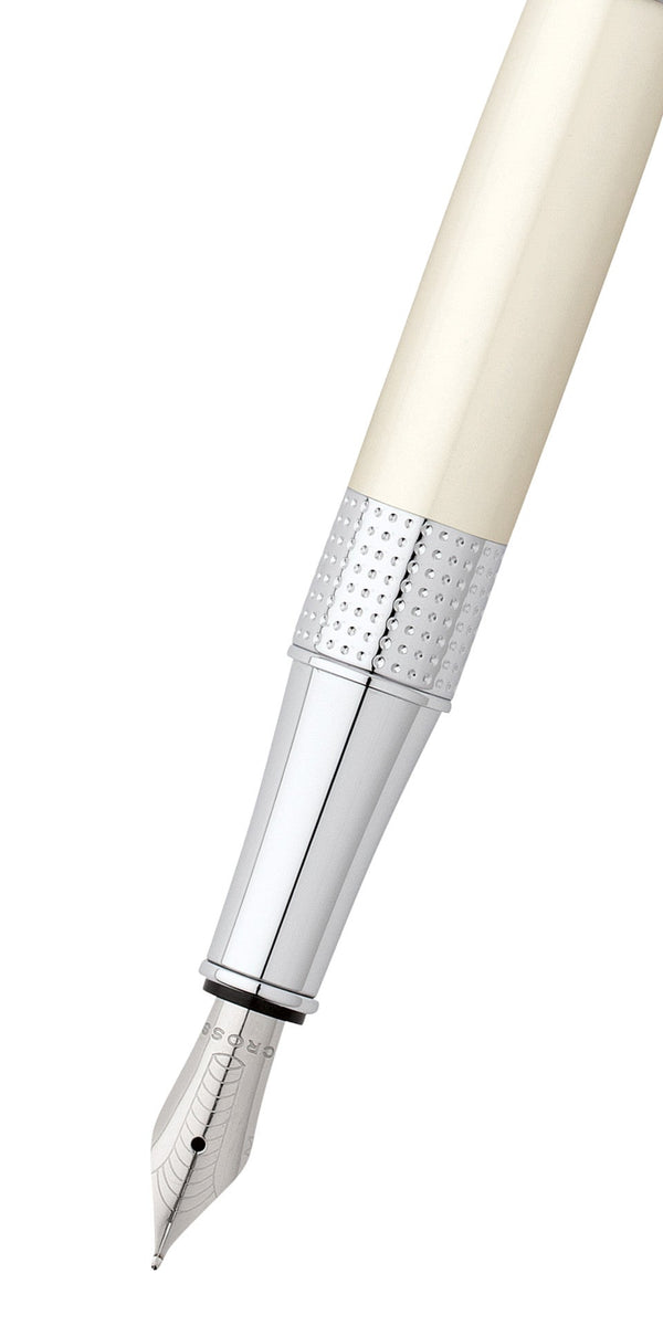 Cross Beverly Pearlescent White Lacquer Medium Nib Fountain Pen