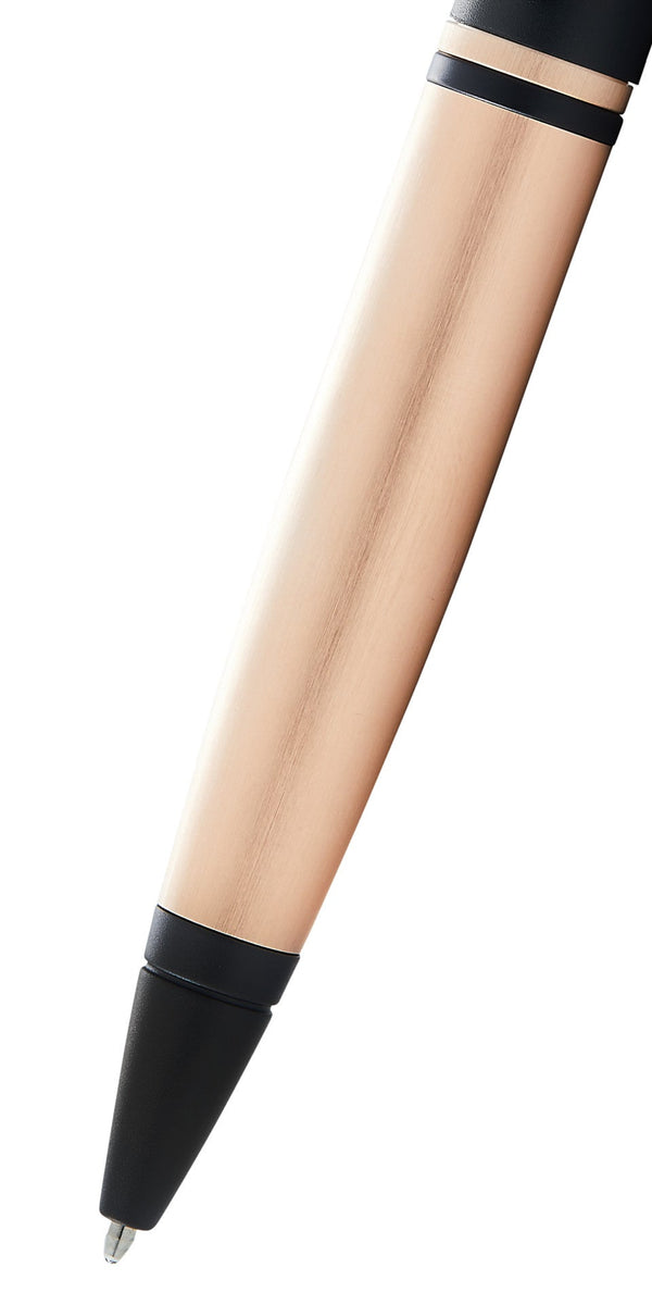 Cross Calais™ Brushed Rose Gold Plate And Black Lacquer Ballpoint Pen