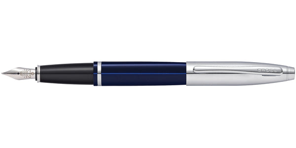 Cross Calais™ Chrome & Blue Lacquer Stainless Steel Medium Nib Fountain Pen