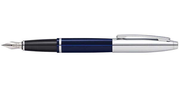 Cross Calais™ Chrome & Blue Lacquer Stainless Steel Medium Nib Fountain Pen