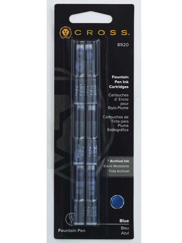 Cross Fountain Pen Ink Cartridge - Blue (6 Per Card)