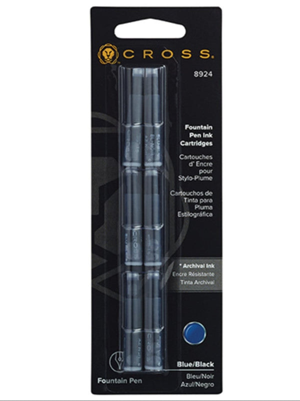 Cross Fountain Pen Ink Cartridge - Blue/Black (6 Per Card)